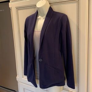 Caslon Soft Navy Blue Knit One Button Blazer XS
